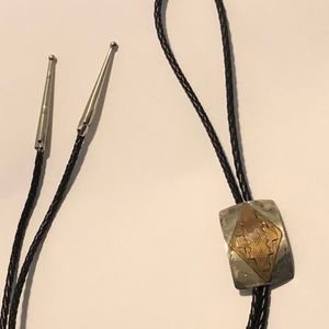Vintage Signed BOLo Tie NJB Silver